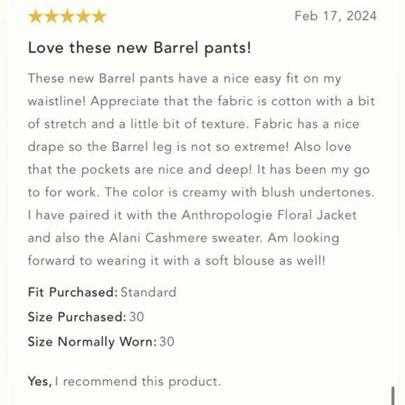 NWT Size 32 - Anthropologie Cotton Cropped Vintage Barrel Pants (NWT US$ 138) - Picture 9 of 16